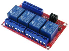 Quad Channel SPDT Relay Board, Isolated 12V