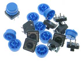 Pack of 10 - SPST-NO Pushbutton Switch, Tactile Blue