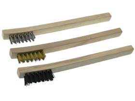 3pc Mini Wire Brush Set  Nylon, Stainless, & Brass.