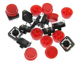 Pack of 10 - SPST-NO Pushbutton Switch, Tactile Red