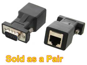 Pack of 2 - VGA DB15 Male to RJ-45 Jack Adapter