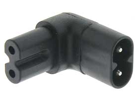 Right Angle IEC C8 to C7  Power Cord Adapter, Bottom