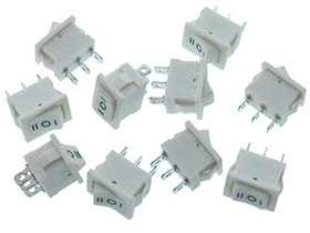 Pack of 10 - SPDT (ON/OFF/ON)  Rocker Switch 6A/250VAC WHITE