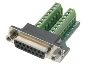 DB-15 Female to Terminal Strip Adapter