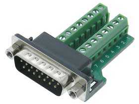 DB-15 Male to Terminal Strip Adapter