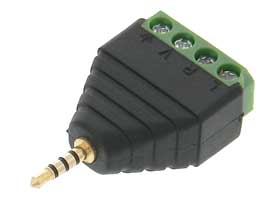 2.5mm 4 Contact TRRS Plug to Terminal Strip Adapter