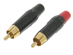 RCA Cable Plugs with Metal Back Shell - Red & Black Pair