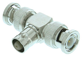 BNC Type Connector, Female to Dual Male (Tee)