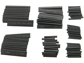 Pack of 127 - Heat Shrink Tubing - Black - 7 Sizes