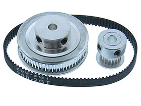 3:1 Ratio GT2 Pulley and Belt Set - 5mm Shafts