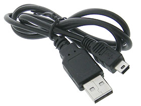 USB Cable, 28in. Type A Male to Mini B Male