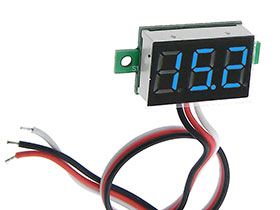 0-100VDC 3 Digit Blue LED Mini Panel Meter 3 Wire