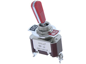 Red Handle SPST On-Off Toggle Switch, Screw terminals