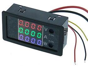 Multi Function DC Panel Meter - 100Volts - 10Amps - 1KWatts