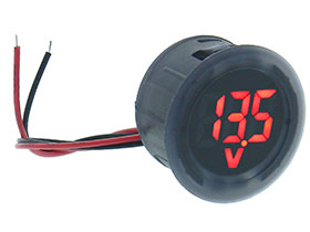 5-99.9VDC Round Panel Voltmeter -  3 Digit Red LED