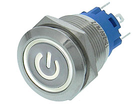 SPDT Lighted Pushbutton Switch, Alternate Action, 12V White