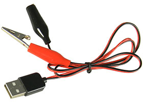 24 inch Test Lead USB Type A Male to 26mm Alligator Clips