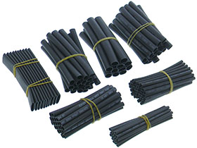 140pcs. 7 Sizes, Heatshrink Tubing, Black Double Walled