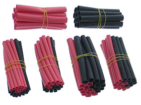 110pc. 5 Sizes, Heatshrink Tubing, Red & Black Double Walled