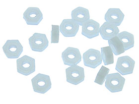 Pack of 20 -  Nylon Hex Nuts, M2.5x 0.45