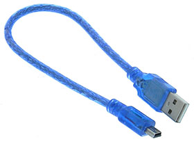 USB Cable, 12in. Type A Male to Mini B Male