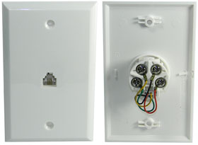 RJ-11 WALL PLATE WHITE