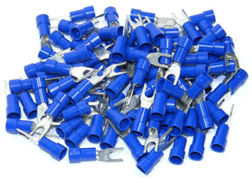 Fork Terminal, Blue for 14-16AWG, #6 Stud, 100Pcs.