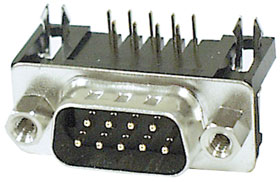 DB-9P Connector, 9 Pin Male Right Angle