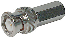 BNC TType Connector, Male Twist-on for RG-58 Teflon Cable