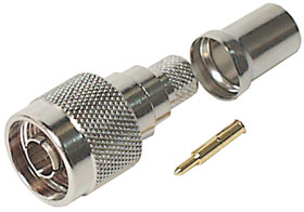 N Type Connector, Male 3 Part Crimp,  RG-8,11,213,214 Cable