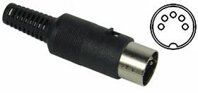 DIN Connector, Male for Cable, 5 Pin  45 Deg. Span