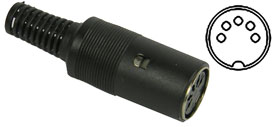 DIN Connector, Female for Cable, 5 Pin  45 Deg. Span