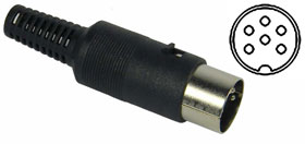 DIN Connector, Male for Cable, 6 Pin