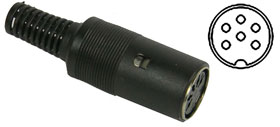 DIN Connector, Female for Cable, 6 Pin