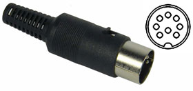 DIN Connector, Male for Cable, 8 Pin