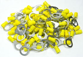 Ring Terminal, Yellow for 10-12AWG, 1/2 Stud, 100Pcs.