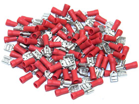 Quick Connect Terminal, Female Red for 18-22AWG,  .205in. 100Pcs.