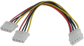 Power Cable, IDE Male Connector to Dual IDE Female Connectors (Y)